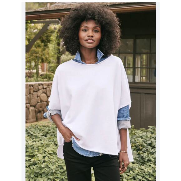 Frank & Eileen Tops - Frank & Eileen Olive Capelet White Cotton One Size